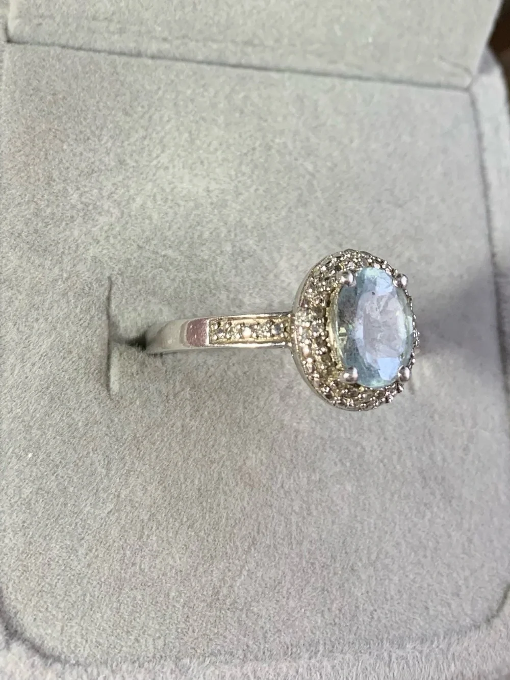 Vintage sterling silver blue topaz ring delicate oval